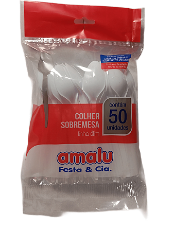 Colher Sobremesa Linha Slim c/ 50 unid. - Branco - Amalu