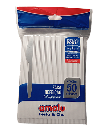 Faca Refeição Linha Premium Extra Forte c/50 unid. - Branco - Amalu
