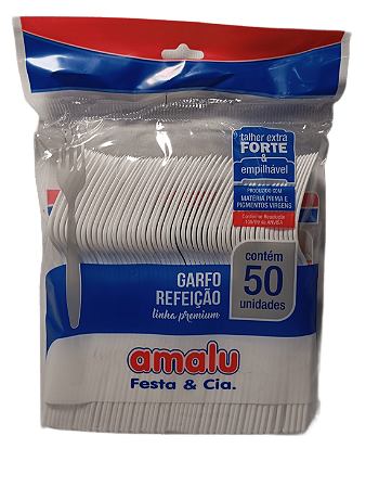 Garfo Refeição Linha Premium Extra Forte c/ 50 unid. Branco - Amalu
