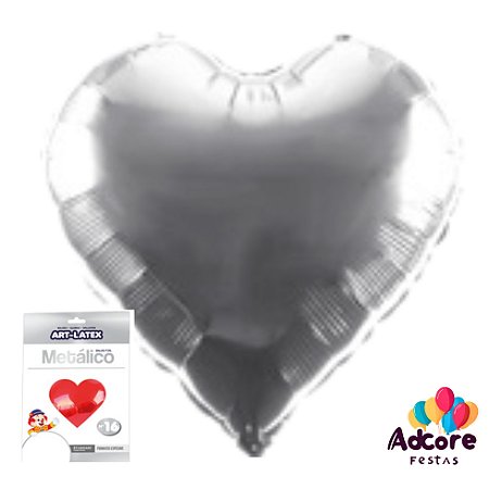 Balão Metalico Coração Art-Latex  Prata - 18