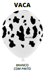 Balão Estampado Vaca Art-Latex Branco e Preto - 11