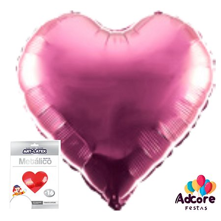Balão Metalico Coração Art-Latex  Rosa - 24