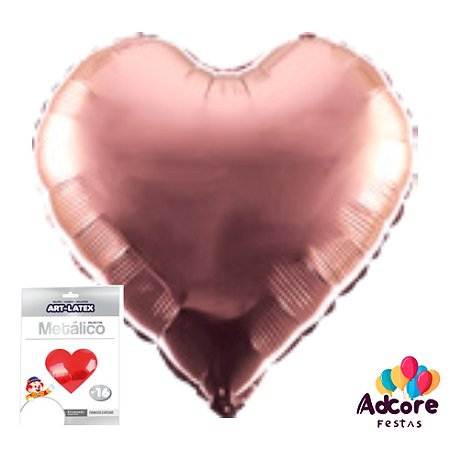 Balão Metalico Coração Art-Latex  Rose Gold - 24