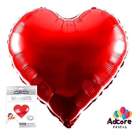 Balão Metalico Coração Art-Latex Vermelho  - 24