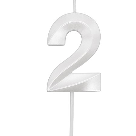 Vela Mini Design Branco Perolizada Número - 2