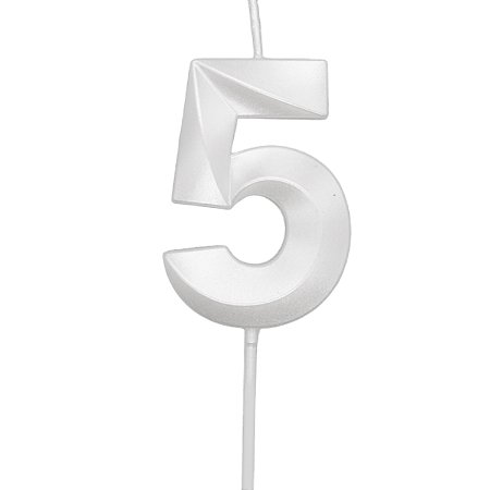 Vela Mini Design Branco Perolizada Número - 5