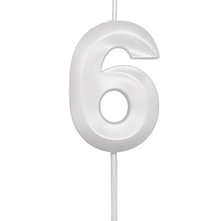 Vela Mini Design Branco Perolizada Número - 6