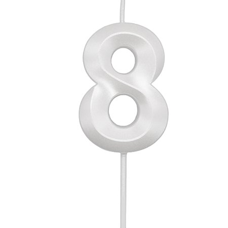 Vela Mini Design Branco Perolizada Número - 8