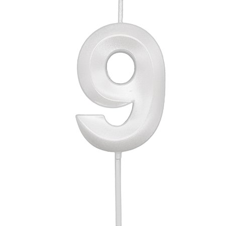 Vela Mini Design Branco Perolizada Número - 9