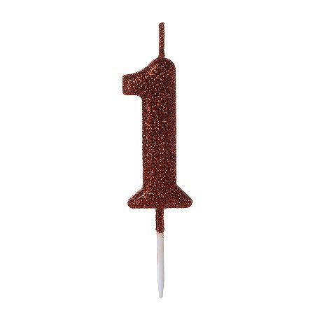 Vela Pequena Vermelha Glitter Número - 1