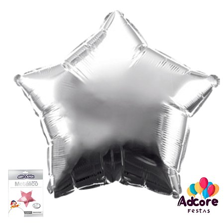 Balão Metalico Estrela Art-Latex Prata 24