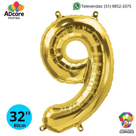Balão Metálico Número Art-Latex 32" - Art-Latex - Ouro - 9