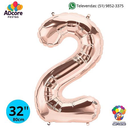 Balão Metálico Número Art-Latex 32" - Art-Latex - Rose Gold - 2