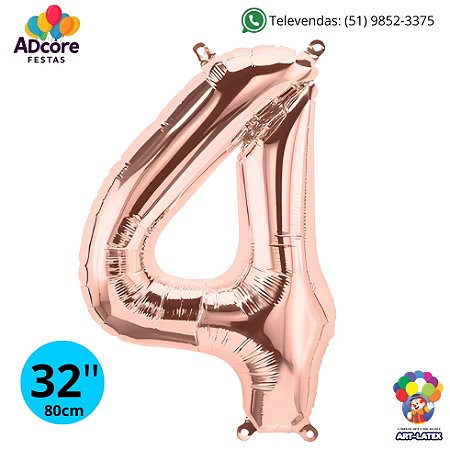 Balão Metálico Número Art-Latex 32" - Art-Latex - Rose Gold - 4