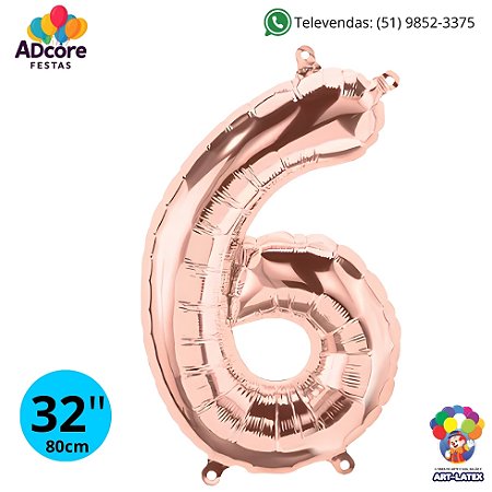 Balão Metálico Número Art-Latex 32" - Art-Latex - Rose Gold - 6