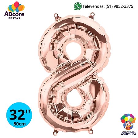 Balão Metálico Número Art-Latex 32" - Art-Latex - Rose Gold - 8