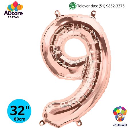 Balão Metálico Número Art-Latex 32" - Art-Latex - Rose Gold - 9