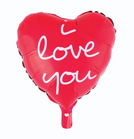 Balão Metalizado c/ Canudo 18" - I Love You