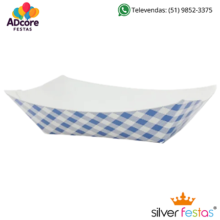 Bandeja Papel Dobrável Xadrez Junina 14,5 cm - Azul