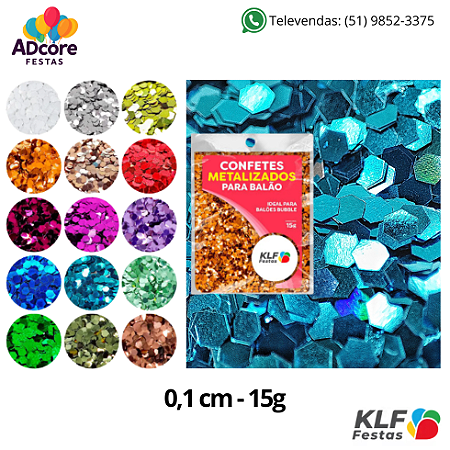 Confete Metalizado para Balão 0,1 cm 15g - Azul Turquesa