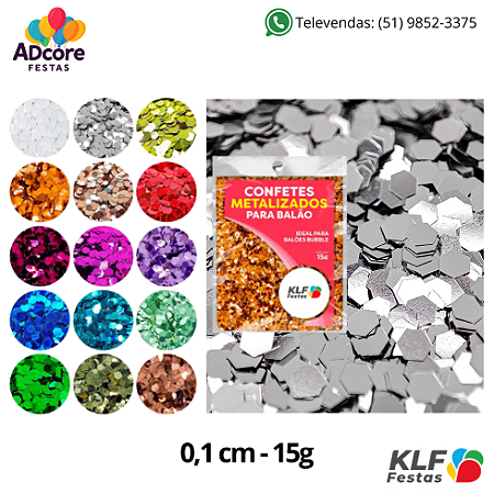 Confete Metalizado para Balão 0,1 cm 15g - Prata