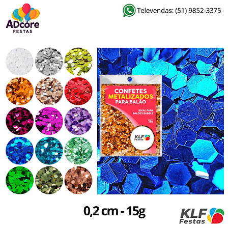 Confete Metalizado para Balão 0,2 cm 15g - Azul