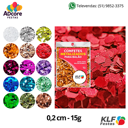 Confete Metalizado para Balão 0,2 cm 15g - Vermelho