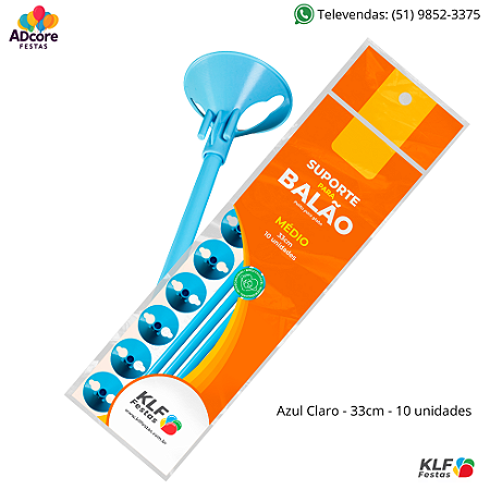 Suporte para Balão Médio 33cm c/ 10 unid. - Azul Claro