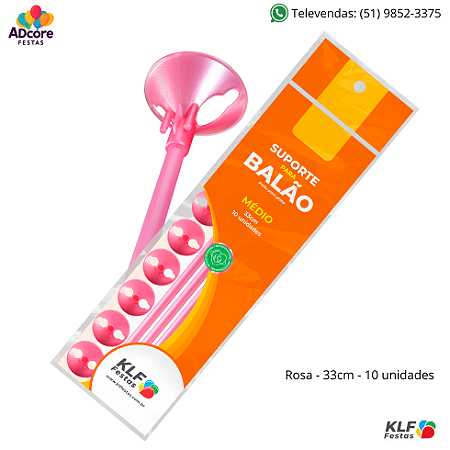 Suporte para Balão Médio 33cm c/ 10 unid. - Rosa