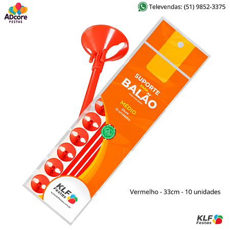 Suporte para Balão Médio 33cm c/ 10 unid. - Vermelho