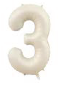Balão Metalizado 16" Número 3 c/1 unid. - Creme (Fracionado)