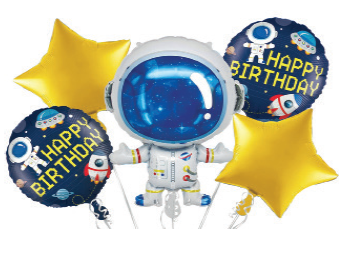 Kit Bouquet Balão Astronauta Amarelo c/5 unid.