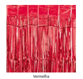 Cortina Decorativa Metalizada 1x2m c/1 unid. - Vermelho