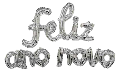Balão Metalizado Kit 3 pçs - c/ 1 unid. Escrita "Feliz Ano Novo" Prata