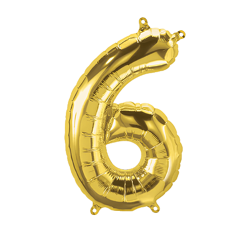 Balão Metalizado Número 16" 40cm  c/1 unid. Dourado - 6