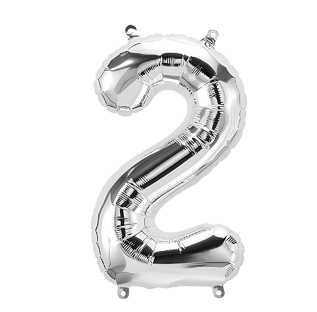 Balão Metalizado Número 16" 40cm  c/1 unid. Prata - 2