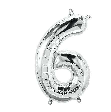 Balão Metalizado Número 16" 40cm  c/1 unid. Prata - 6