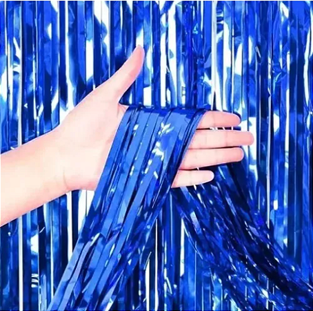 Cortina Decorativa Metalizada 1X2m c/ 1 unid. - Azul Escuro