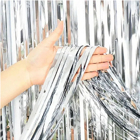 Cortina Decorativa Metalizada 1X2m c/ 1 unid. - Prata