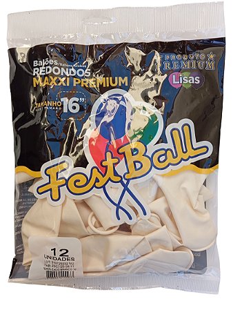 Balão Perolizado FestBall c/ 12 unid. - Branco Perolizado - 16