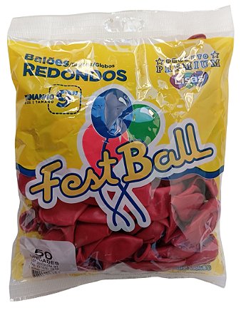 Balão Liso FestBall c/ 50 unid. - Vermelho Cereja - 9