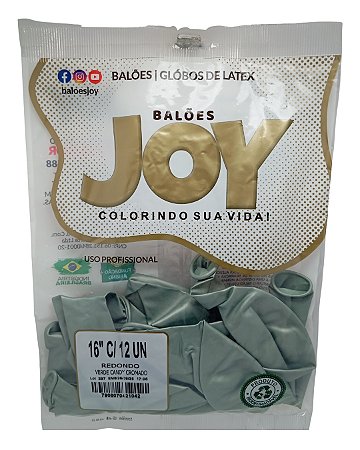 Balão Candy Cromado JOY c/ 12 unid. - Verde - 16