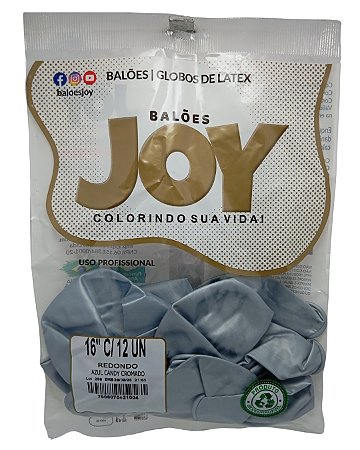Balão Candy Cromado JOY c/ 25 unid. - Azul - 5