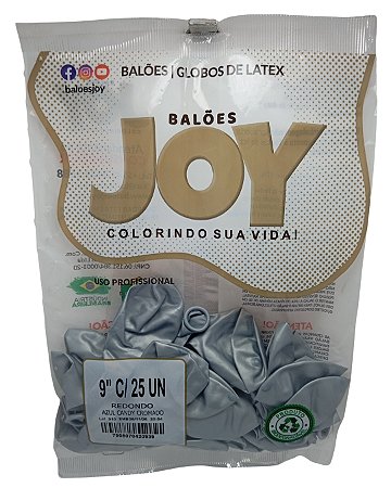 Balão Candy Cromado JOY c/ 25 unid. - Azul - 9