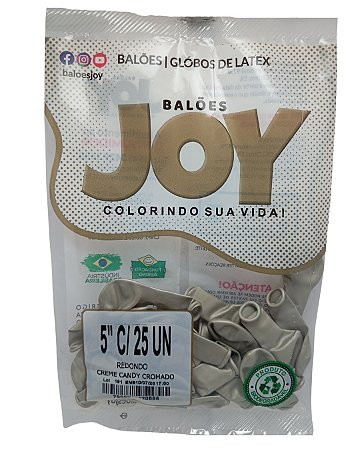 Balão Candy Cromado JOY c/ 25 unid. - Creme - 5