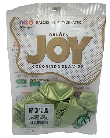 Balão Cromado JOY c/ 12 unid. - Verde Cana - 16