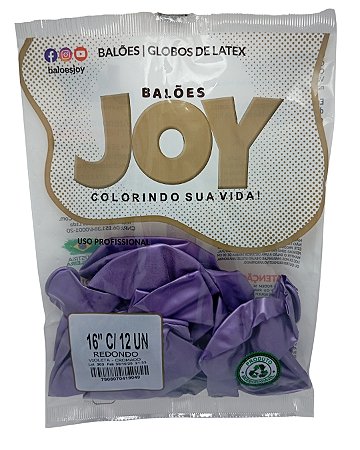 Balão Cromado JOY c/ 12 unid. - Violeta - 16