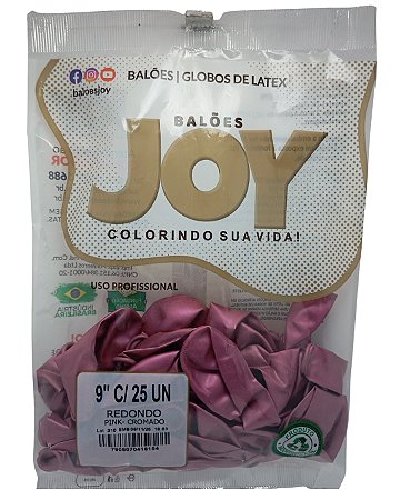 Balão Cromado JOY c/ 25 unid. - Pink - 9