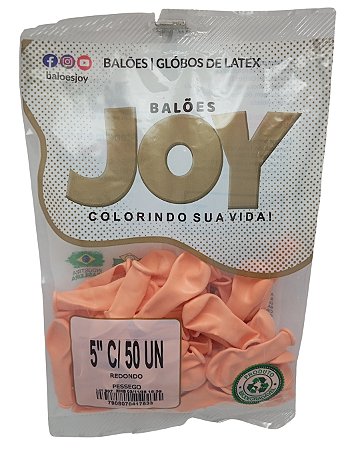 Balão Liso JOY c/ 50 unid. - Pêssego - 5