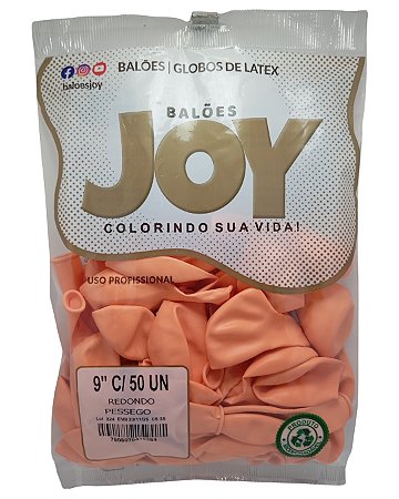 Balão Liso JOY c/ 50 unid. - Pêssego - 9